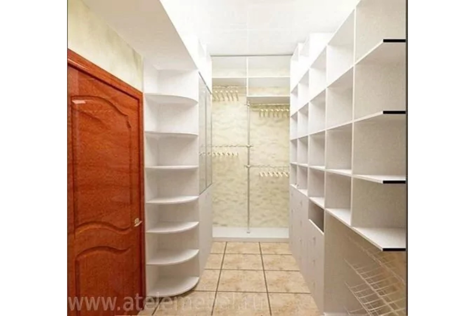 Гардеробная п-образная белая