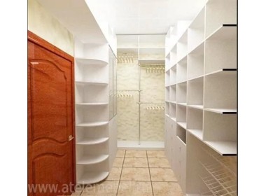 Гардеробная п-образная белая