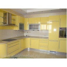 Кухня глянцевая желтая