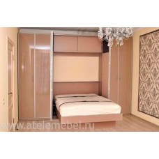 Откидная шкаф-кровать светлое дерево