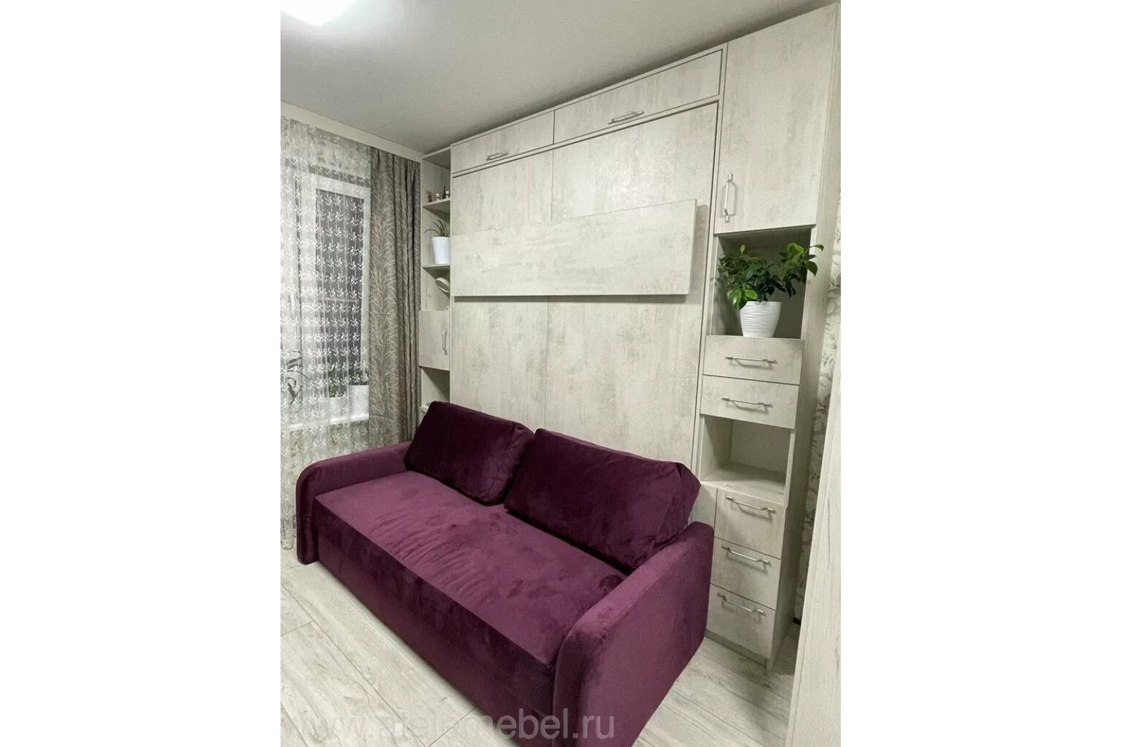 Откидная кровать с диваном 200*160 "Белое дерево"