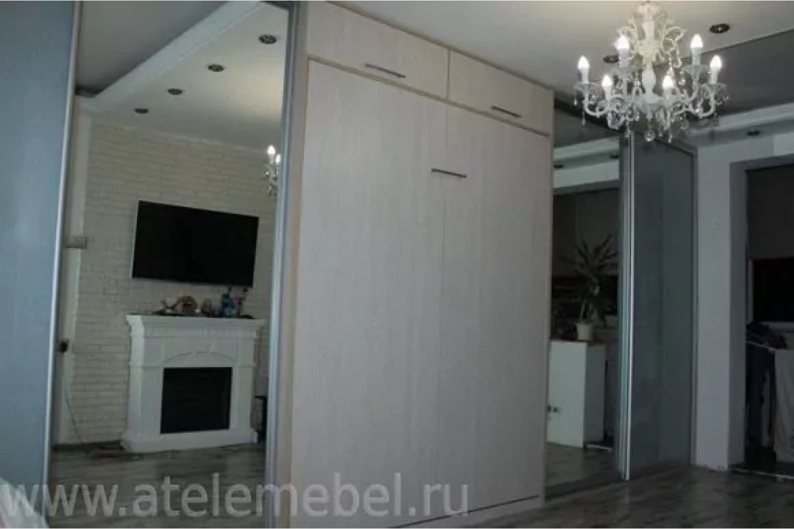 Кровать вертикальная Белый дым