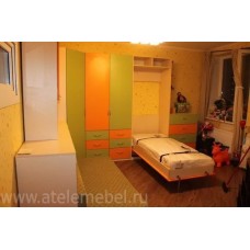 Кровать вертикальная Фисташка + Оранж