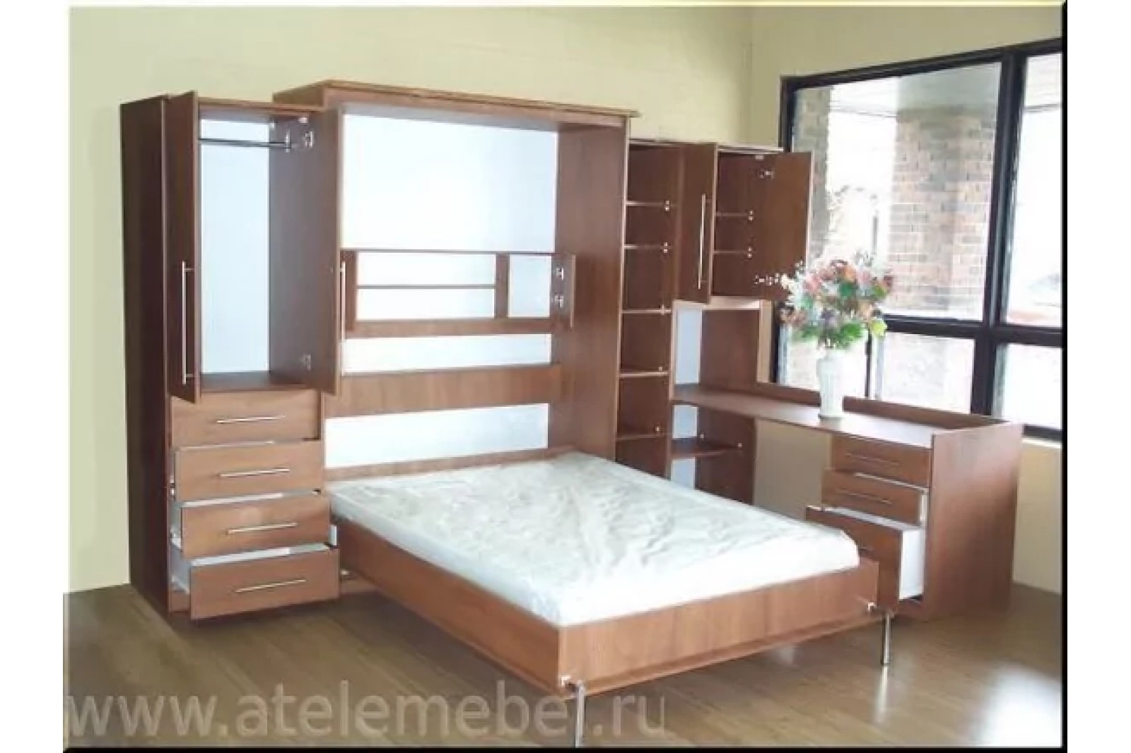 Кровать вертикальная цвет орех