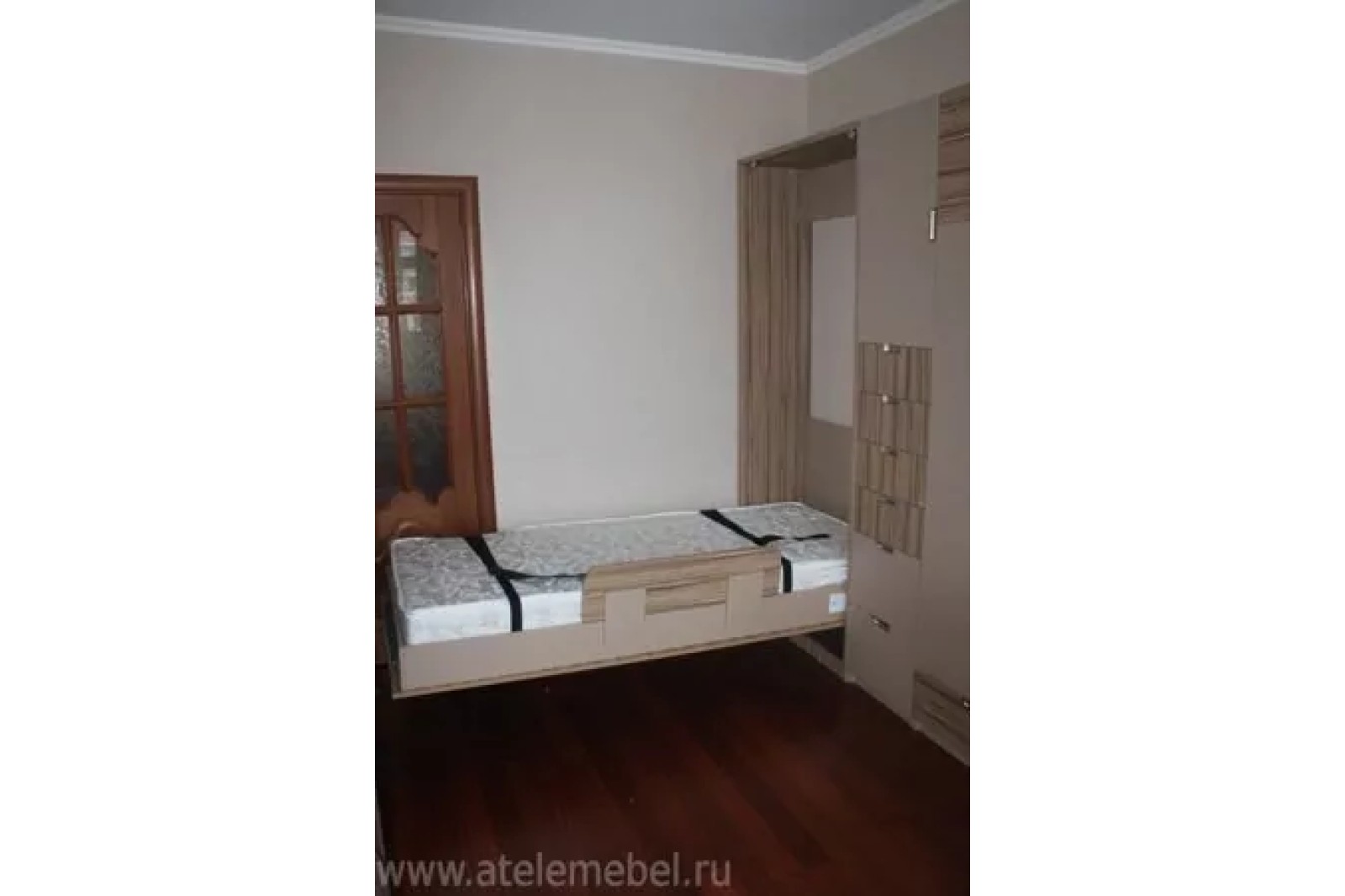 Кровать вертикальная откидная Эбони + Капучино