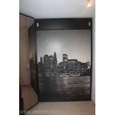 Кровать вертикальная с фотопечатью город